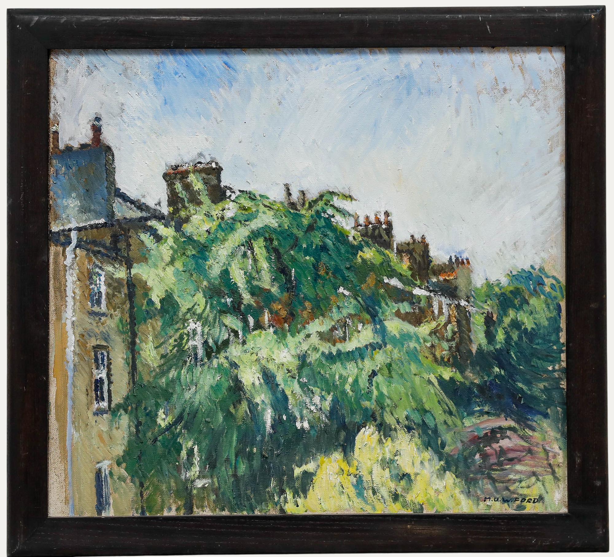 Mark Ford - Impasto Huile 20ème siècle, Cheminées et arbres