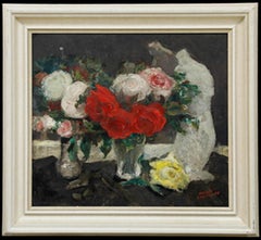 Marnix d'Haveloose (1885-1973) - Olio incorniciato, Natura morta con rose