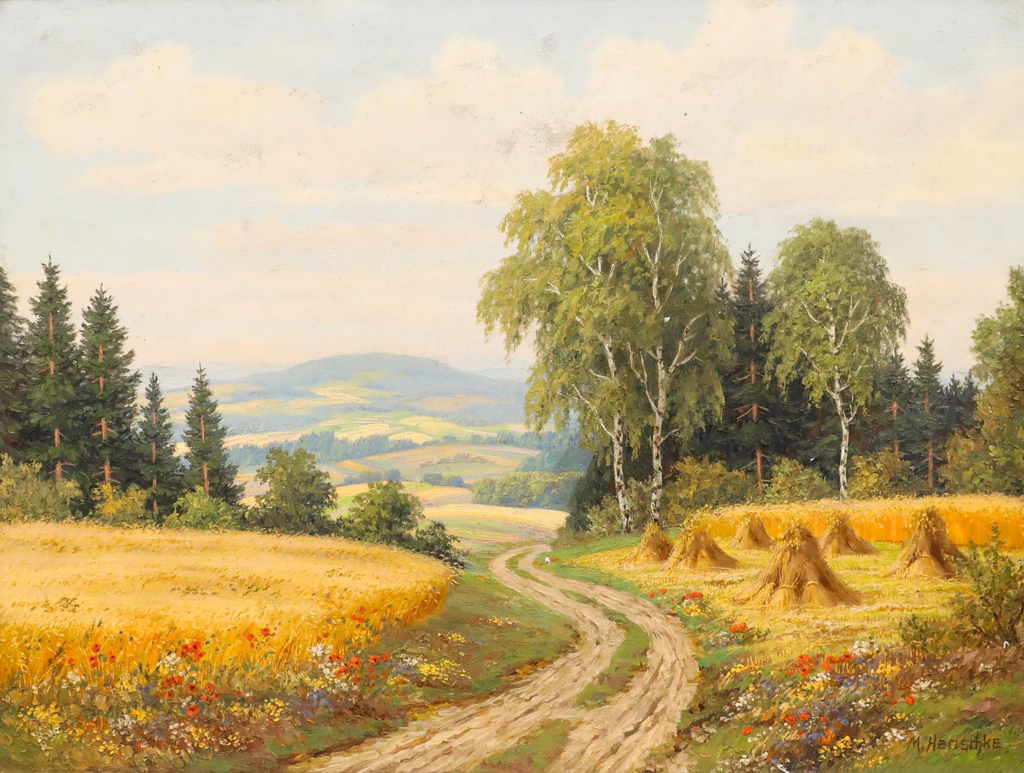 Martin Henschke - Mid 20th Century Oil, Summer Evening in Vogtlandkreis - Painting by Unknown