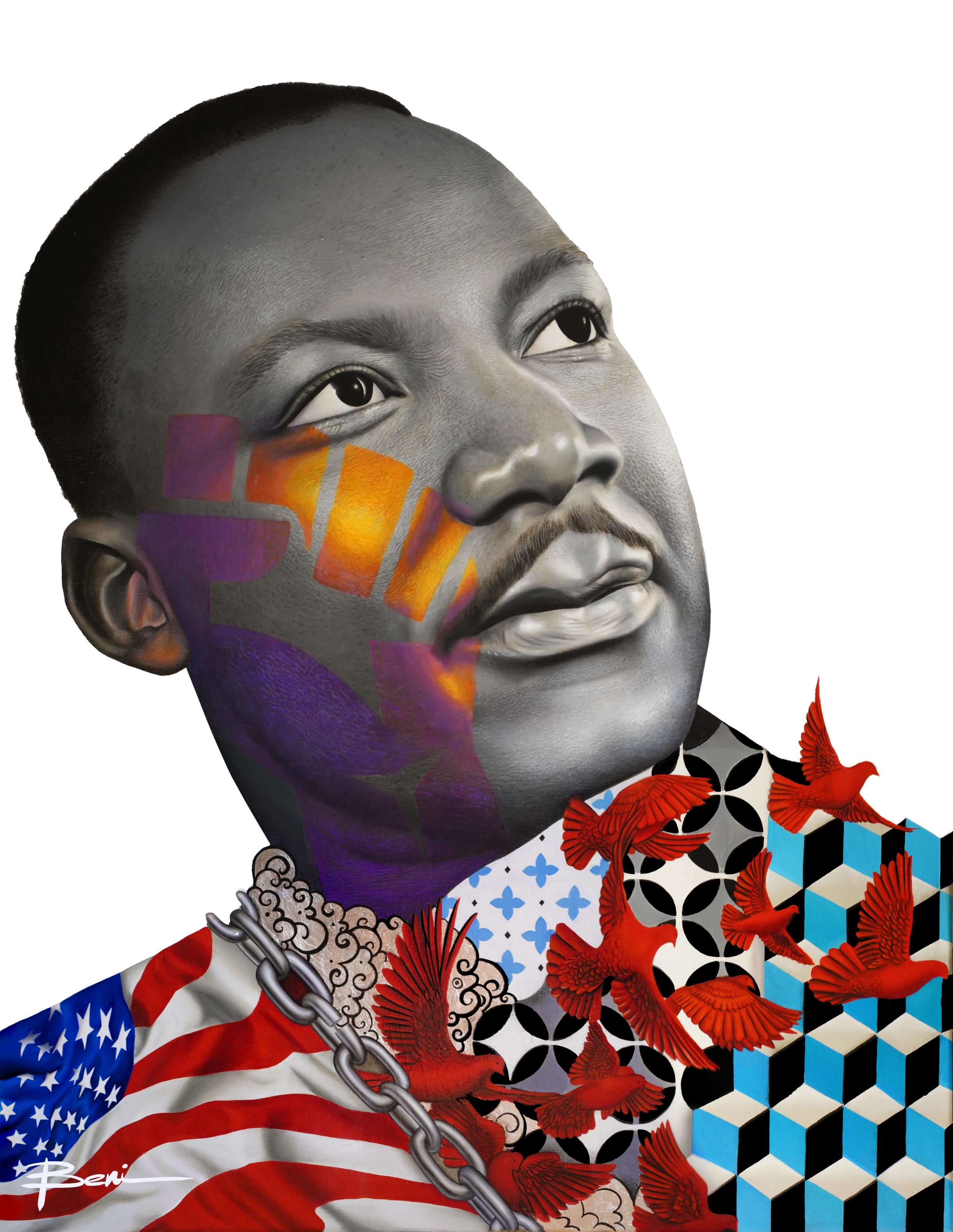 Figurative Painting Unknown - Martin Luther King par Béni