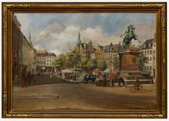 Martin Sofus Arildskov - Olio della metà del XX secolo incorniciato, Højbro Plads
