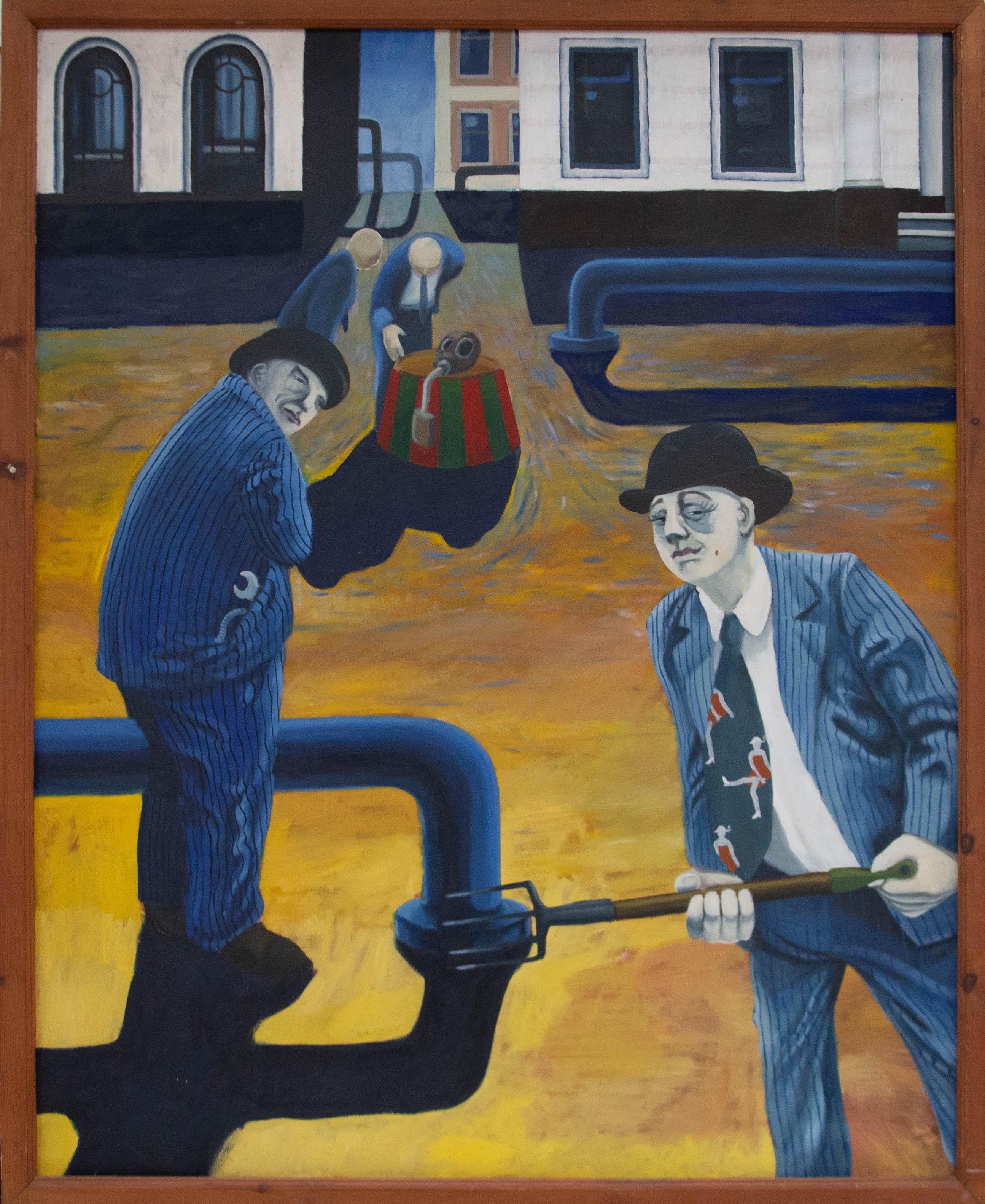 Unknown Landscape Painting - Martin Vernon (b.1966) - Contemporary Oil, The Gas Men