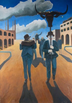 Martin Vernon - Signed 1993 Oil, The Looming Procession