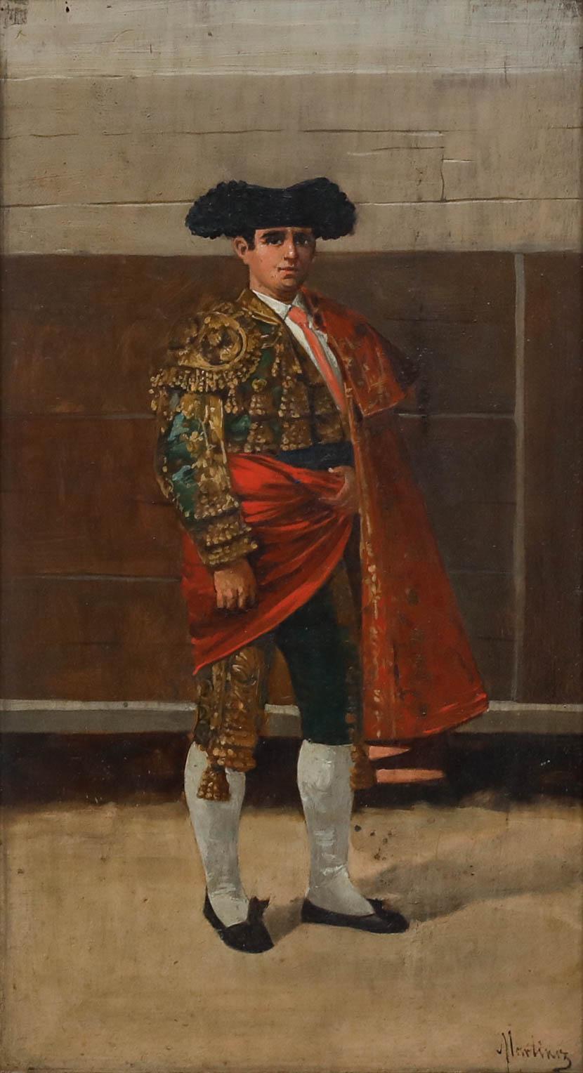 Martinez - Olio dei primi del Novecento incorniciato, Ritratto di un Matador - Painting di Unknown