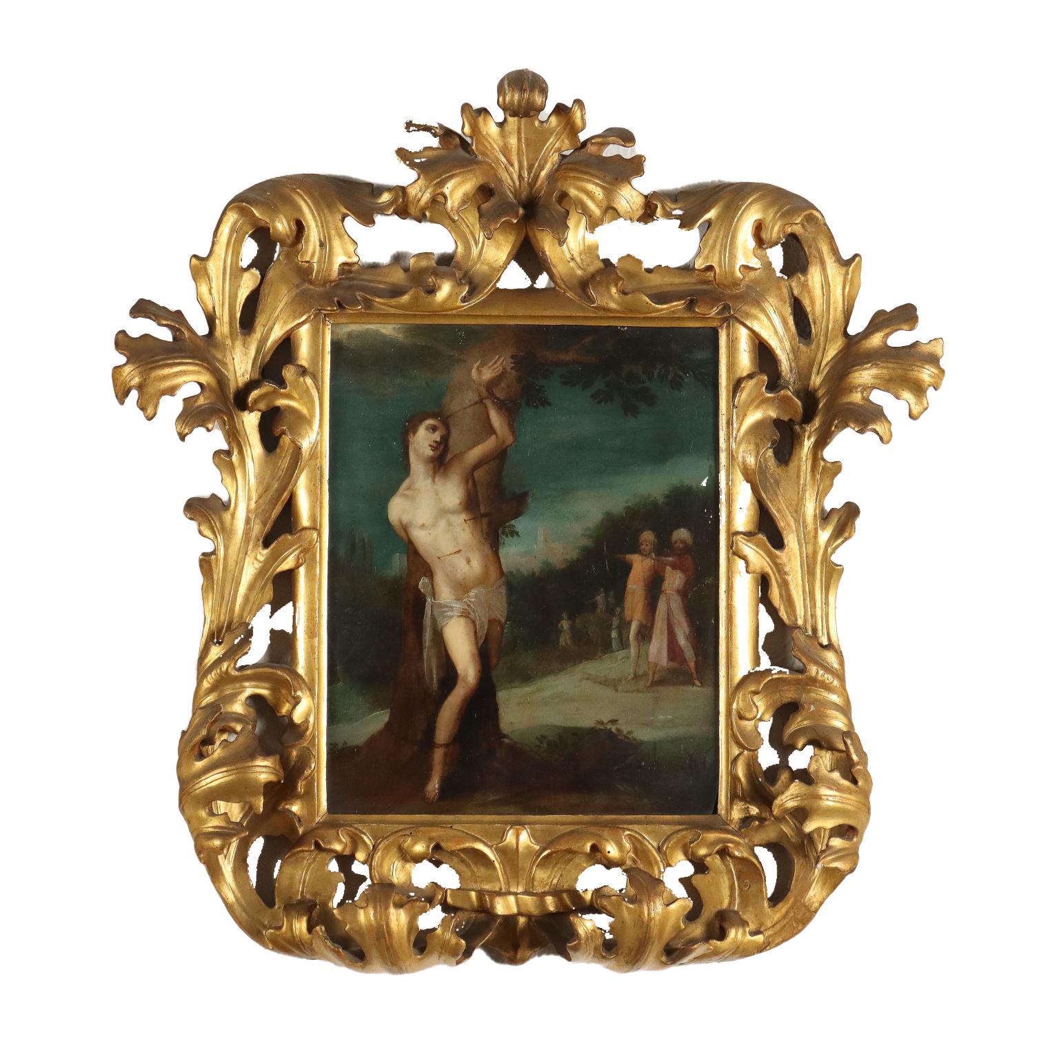 Unknown Figurative Painting - Martyrdom of San Sebastian, XVIIIth century