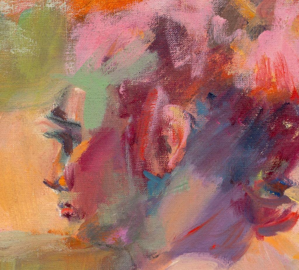 Mary Bernstein Abstrakter sitzender weiblicher Akt, Öl auf Leinwand (Nachkriegszeit), Painting, von Unknown