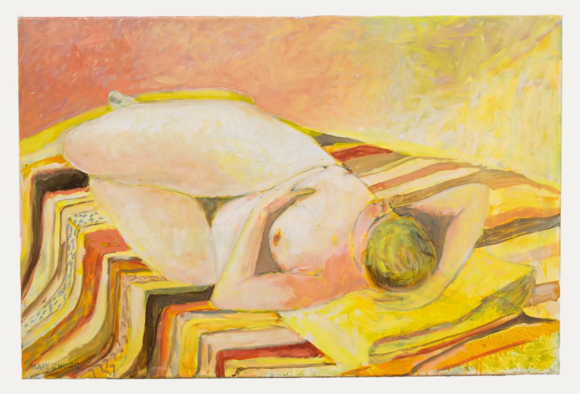 Mary Chugg (1935-2024) - Zeitgenössisches Öl, Liegender Akt – Painting von Unknown