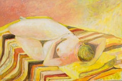 Mary Chugg (1935-2024) - Olio contemporaneo, Nudo reclinato