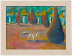 Mary Chugg (1935-2024) - Óleo contemporáneo enmarcado, En Chatsworth