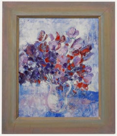 Mary Chugg (1935-2024) - Framed Contemporary Oil, Jug of Sweet Peas