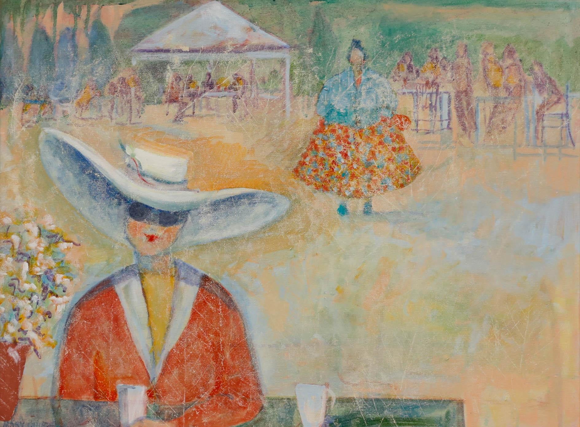 Mary Chugg (1935-2024) - Gerahmtes Contemporary-Öl, Besucher in Rosemoor – Painting von Unknown