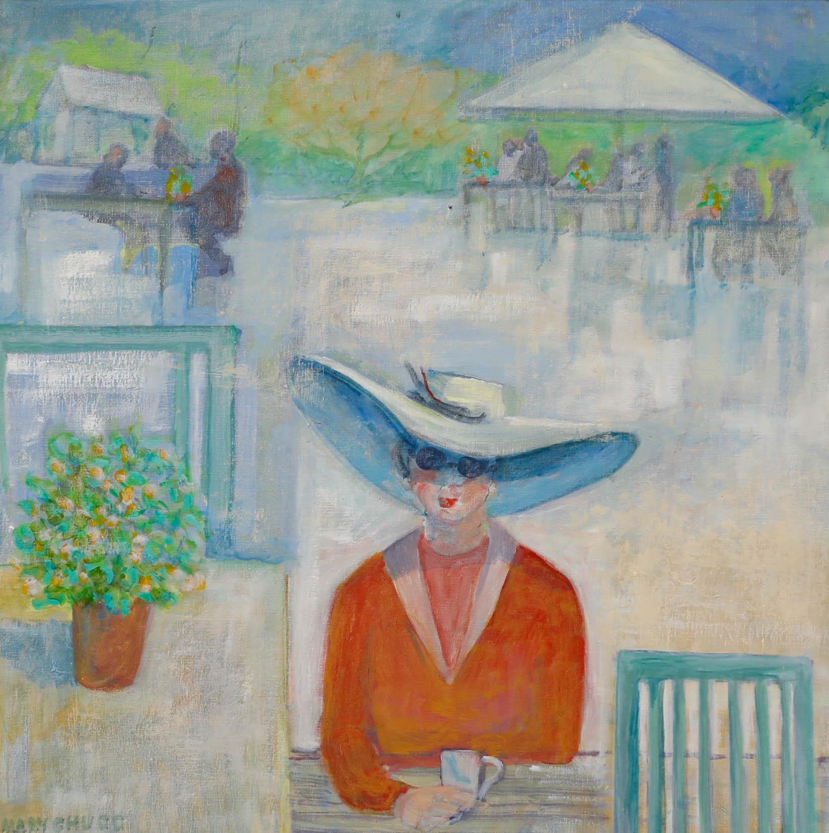 Mary Chugg (1935-2024) - Gerahmtes Contemporary Öl, Besucher bei Rosewood II – Painting von Unknown