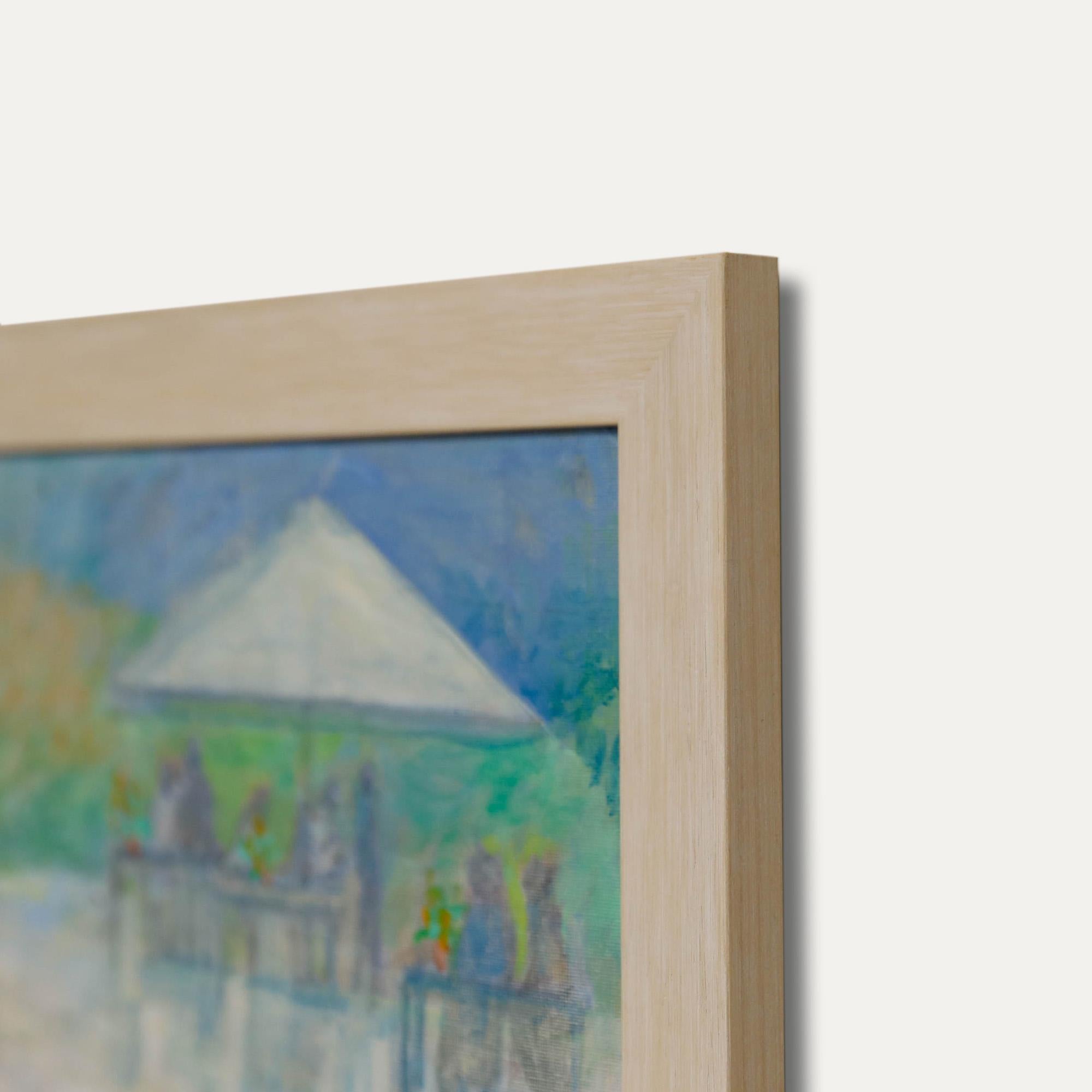 Mary Chugg (1935-2024) - Gerahmtes Contemporary Öl, Besucher bei Rosewood II im Angebot 1