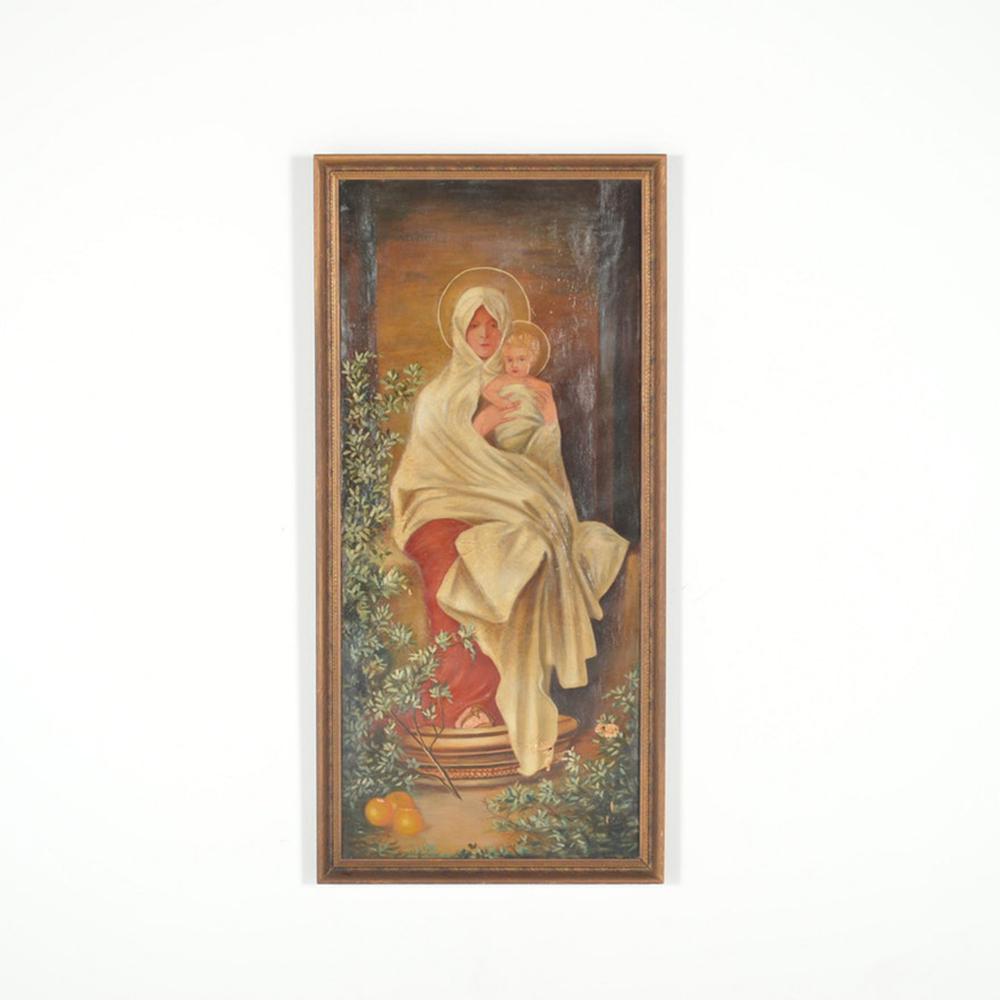 Unknown Figurative Painting – Mary Holding Jesus Oil Painting