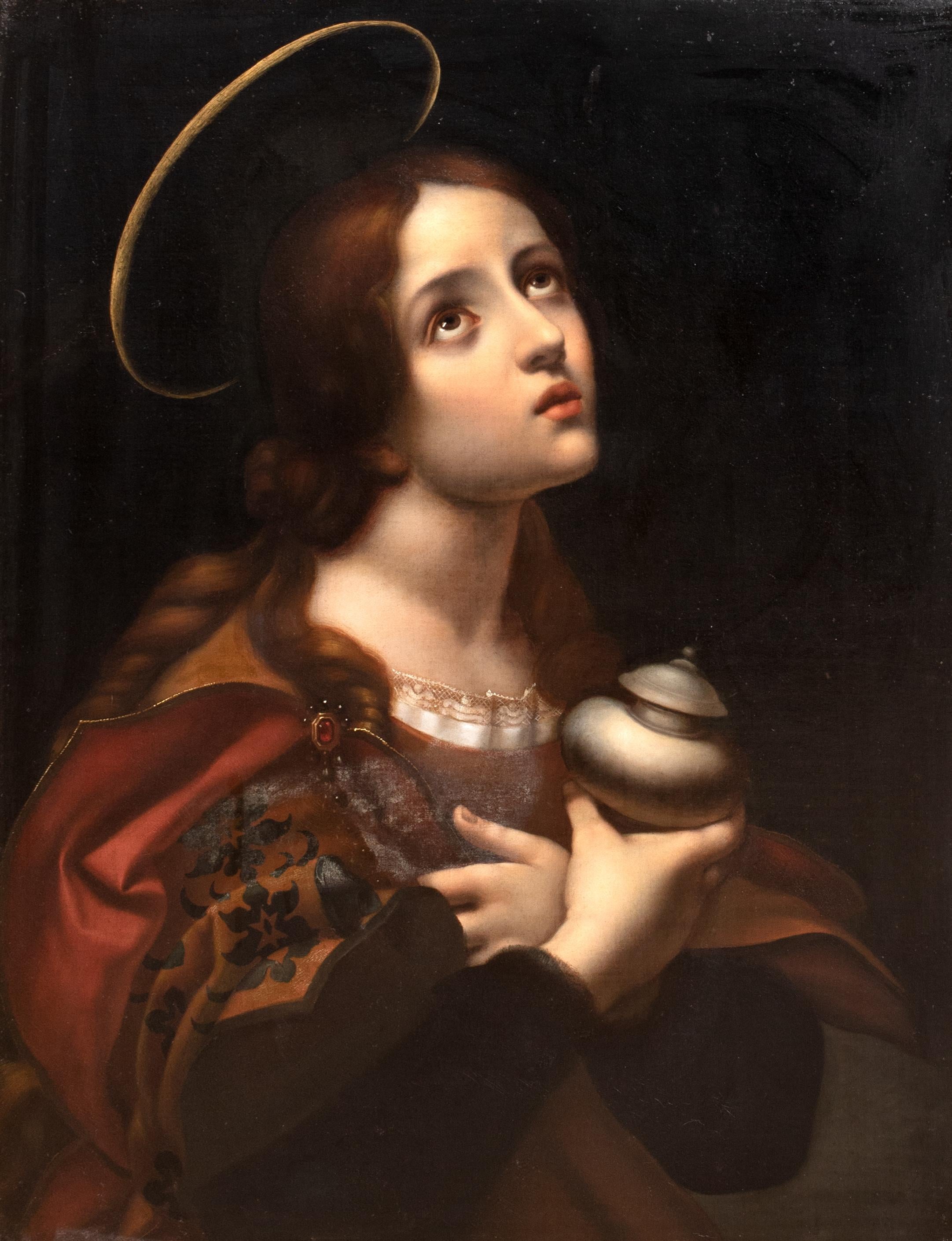 Mary Magdalene, 19th Century  after Carlo Dolci (1616-1686) - Beige Portrait Painting by Unknown
