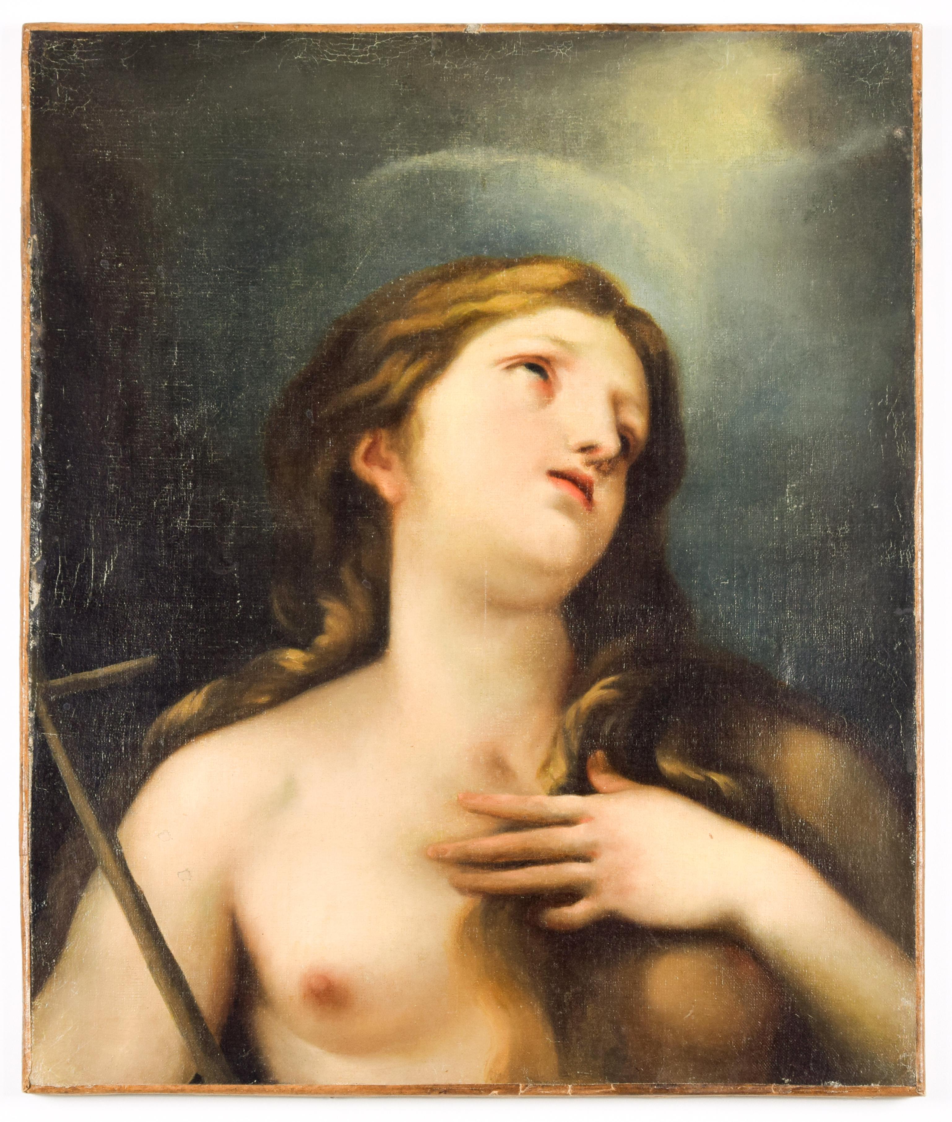 Figurative Painting de Unknown - María Magdalena - Óleo sobre lienzo de escuela italiana s. XIX
