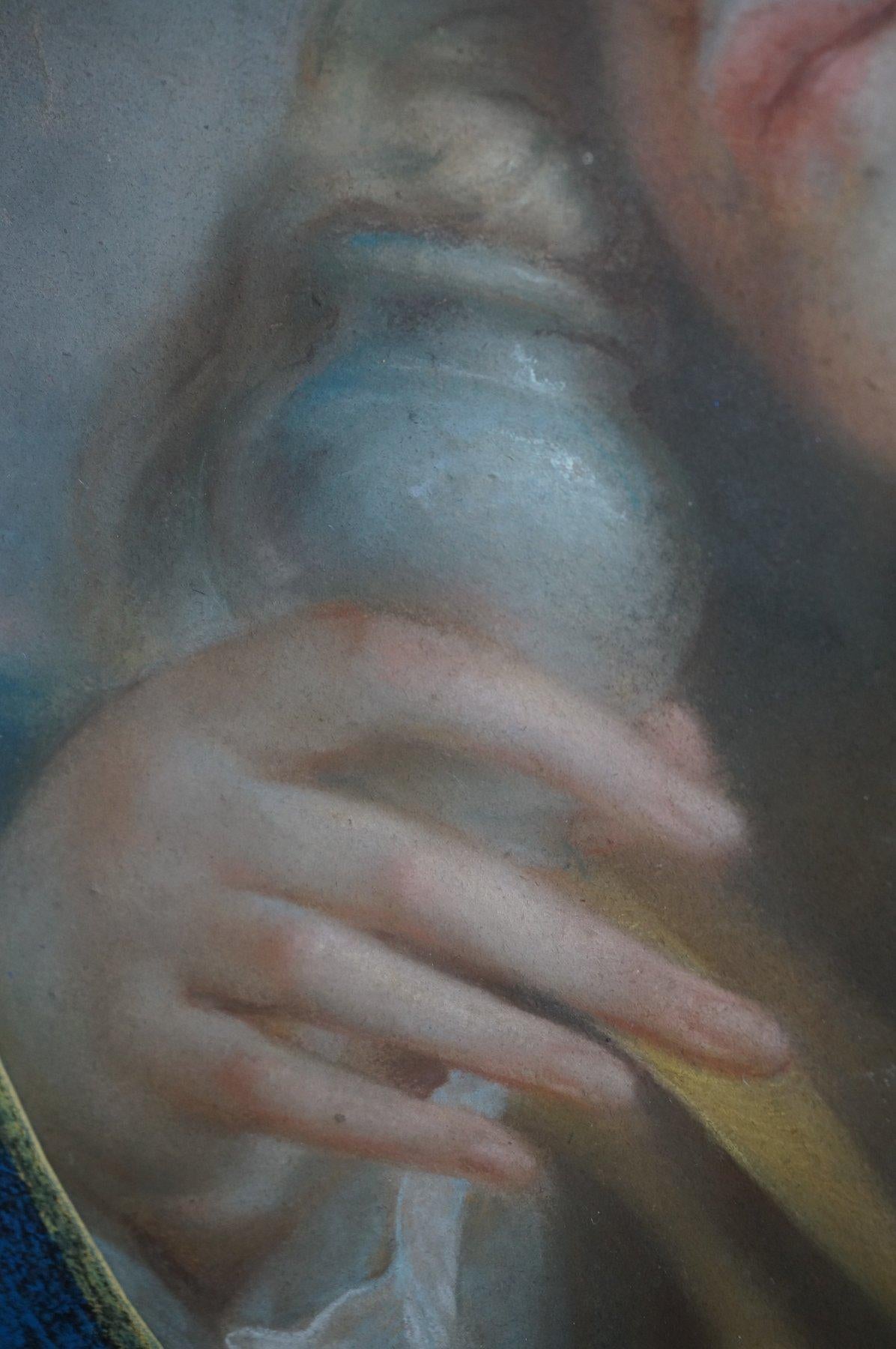 María Magdalena, pastel sobre papel, relacionado con Il giorno de Correggio, marco antiguo en venta 1