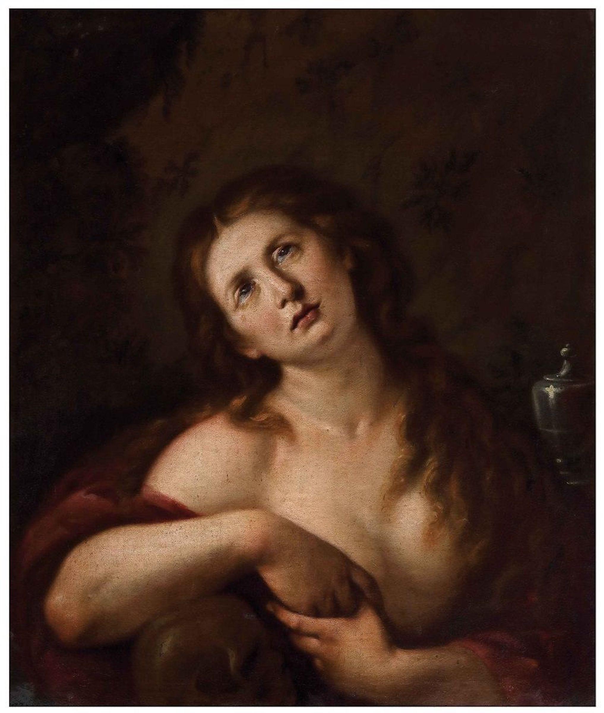 Unknown Mary Magdalene With Skull And Unguents Oil Paint By