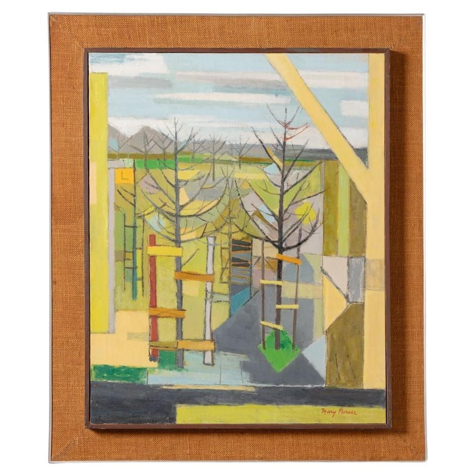 Landscape Painting di Unknown - Mary Purser Pittura paesaggistica moderna del medio secolo Olio su tela