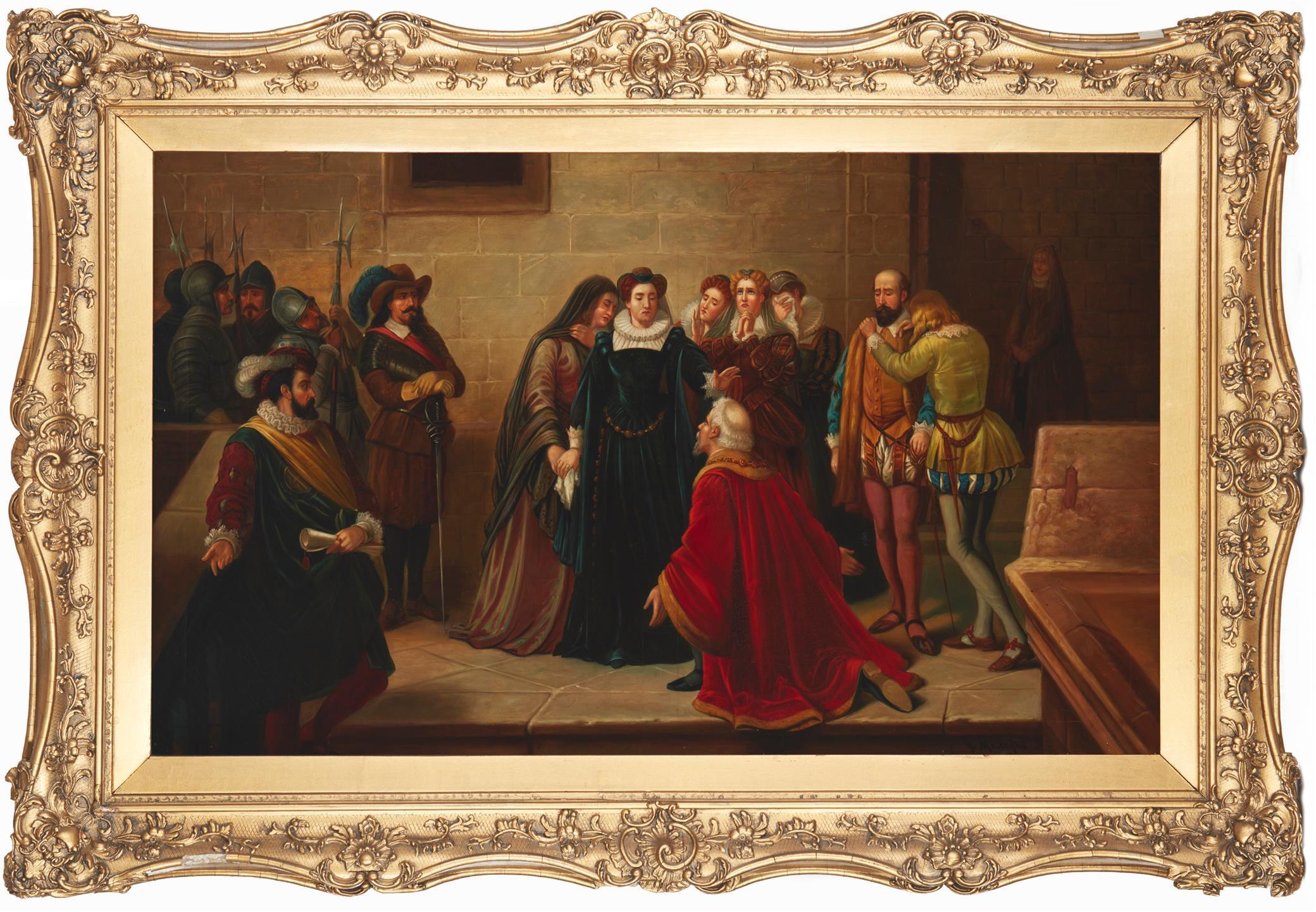 Unknown Interior Painting - Mary, Queen Of Scots Receiving The Warrant For Her Execution signed Gaspar Masca