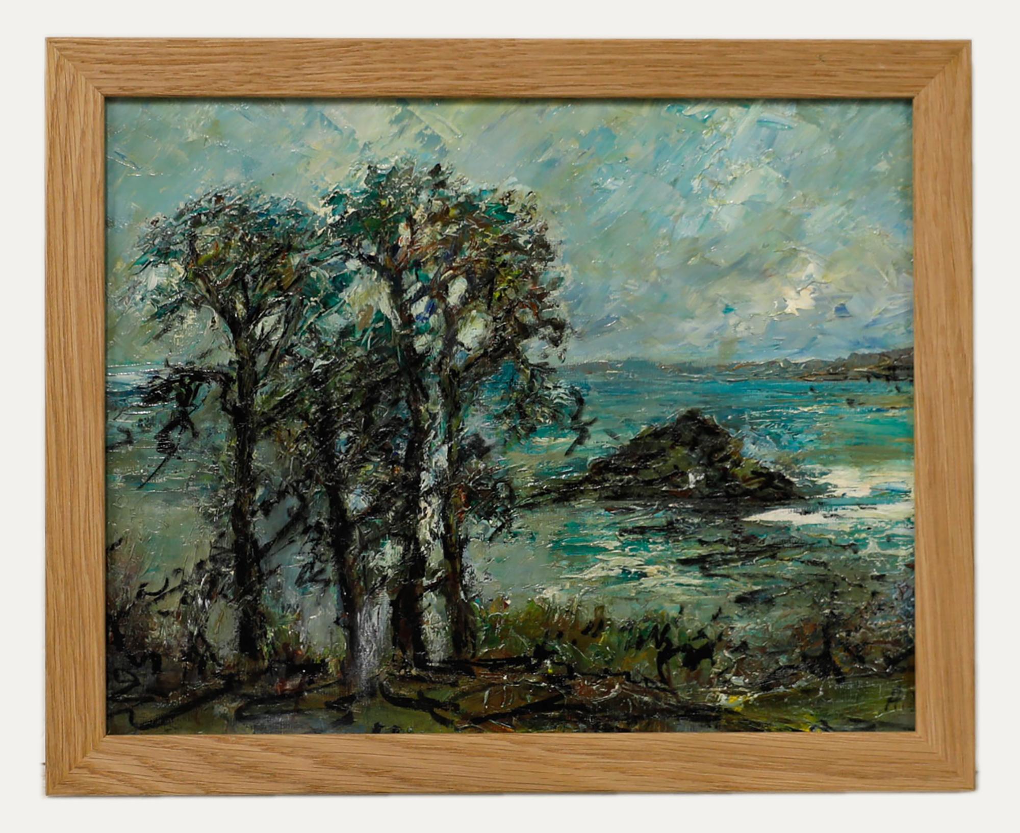 Mary Stella Edwards (1915-2009) – Ölgemälde, Blick auf die Höhle, 20. Jahrhundert