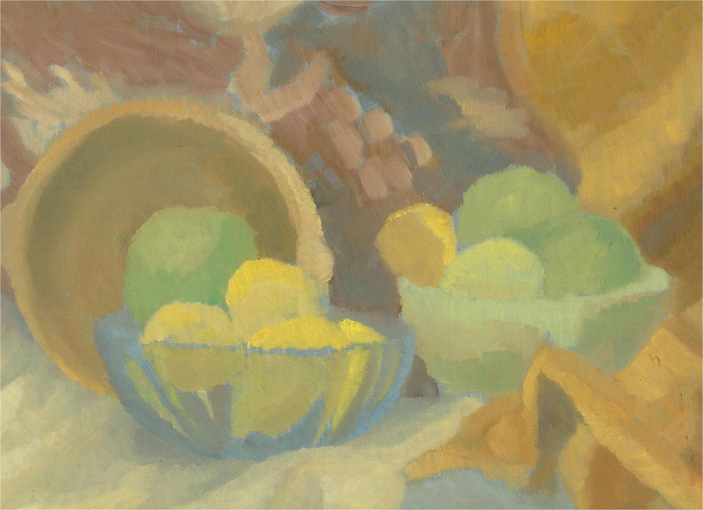 Mary Willett - 1993 Oil, Still Life with Lemons - Painting by Unknown