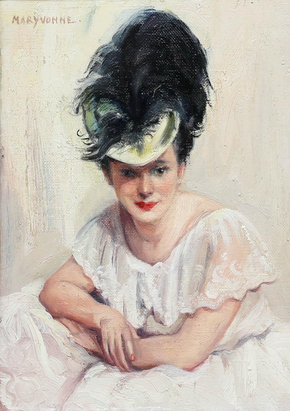 Maryvonne van de Velde (1896-1954) - Öl, Portrait d'Elegante au Chapeau – Painting von Unknown