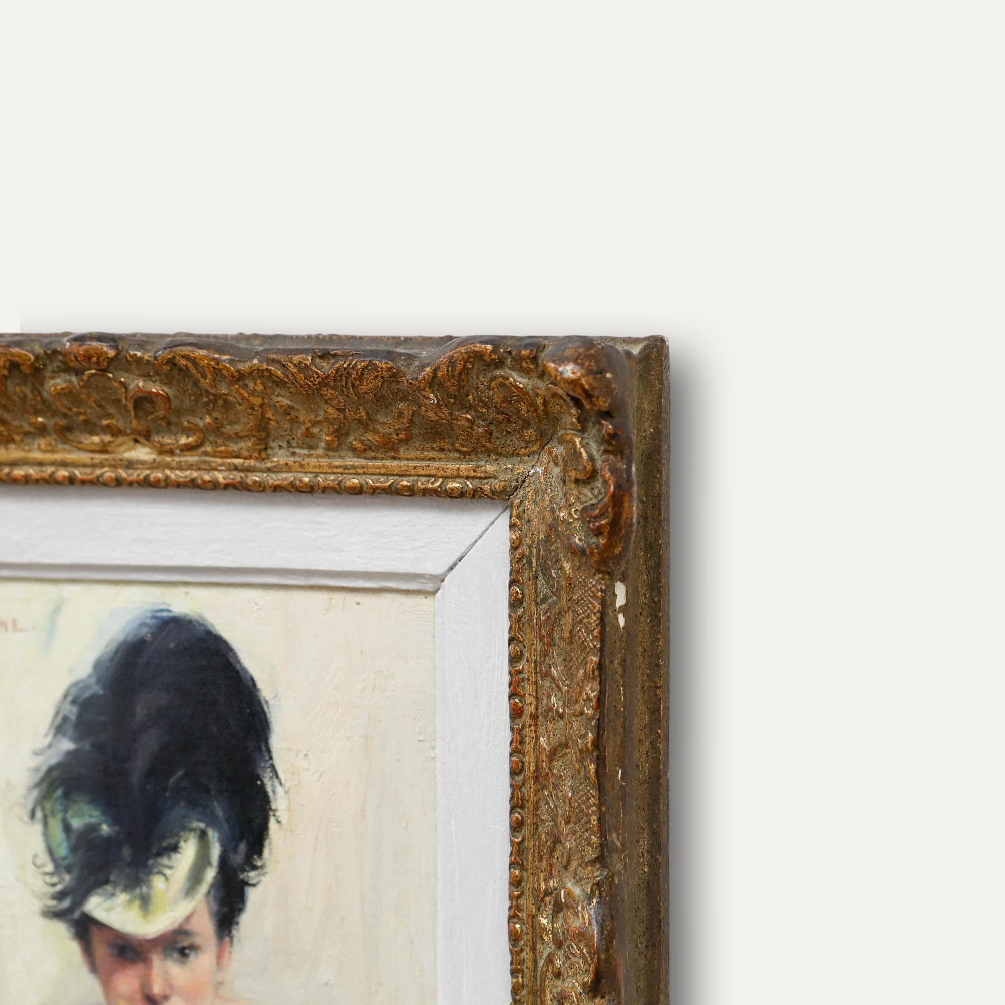 Maryvonne van de Velde (1896-1954) - Öl, Portrait d'Elegante au Chapeau im Angebot 1