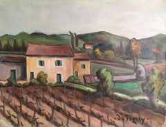 Vintage 'Mas Pres Eypalieres, Provence' French Vineyard Oil Painting