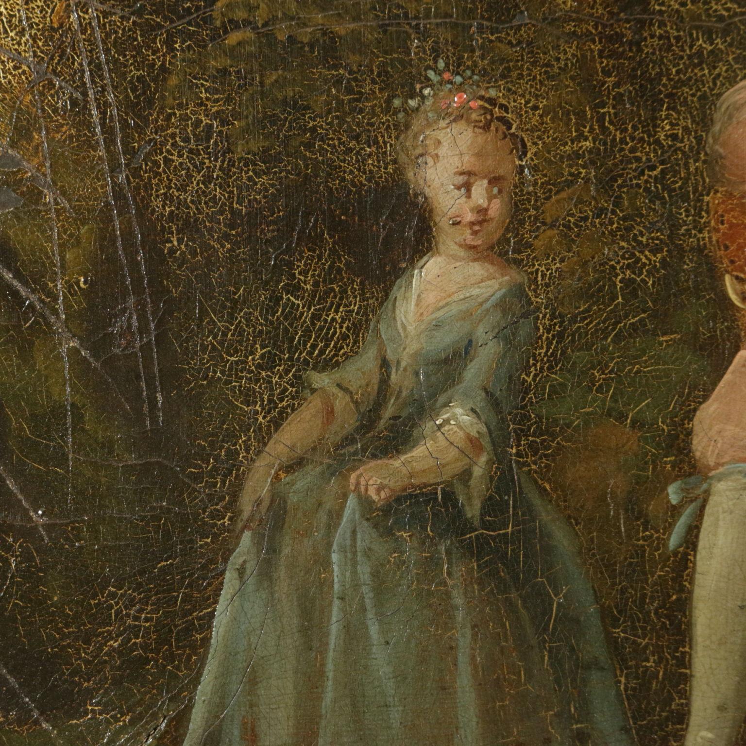 Matching Paintings on Leather 18th Century, Gallant Scene and Bucolic Scene  3