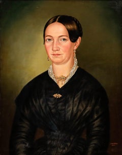 Math Koller - 1850 Oil, Lady in Black Satin