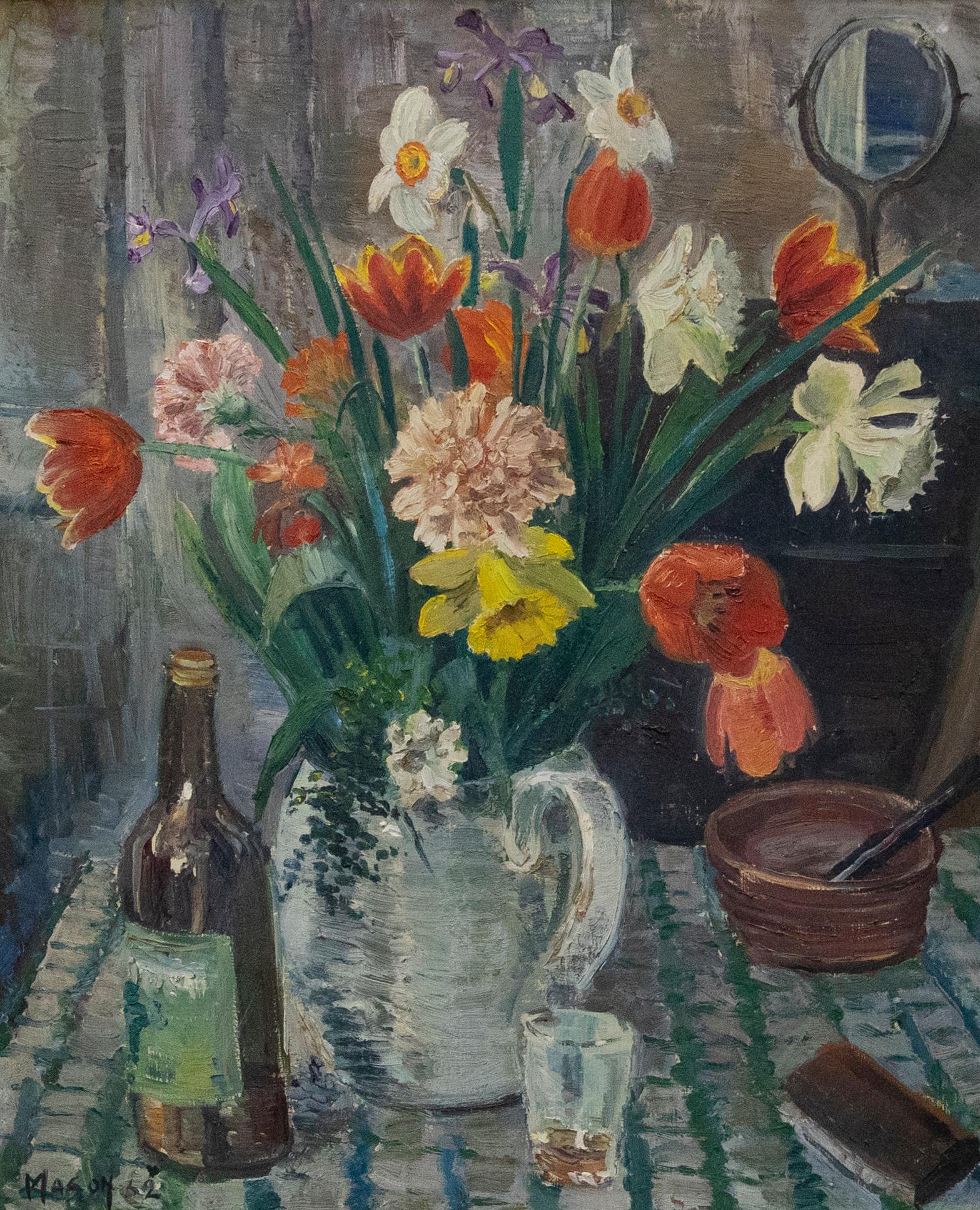 Mats Mason (1894-1983) - Swedish School 1962 Oil, Spring Flowers - Painting by Unknown