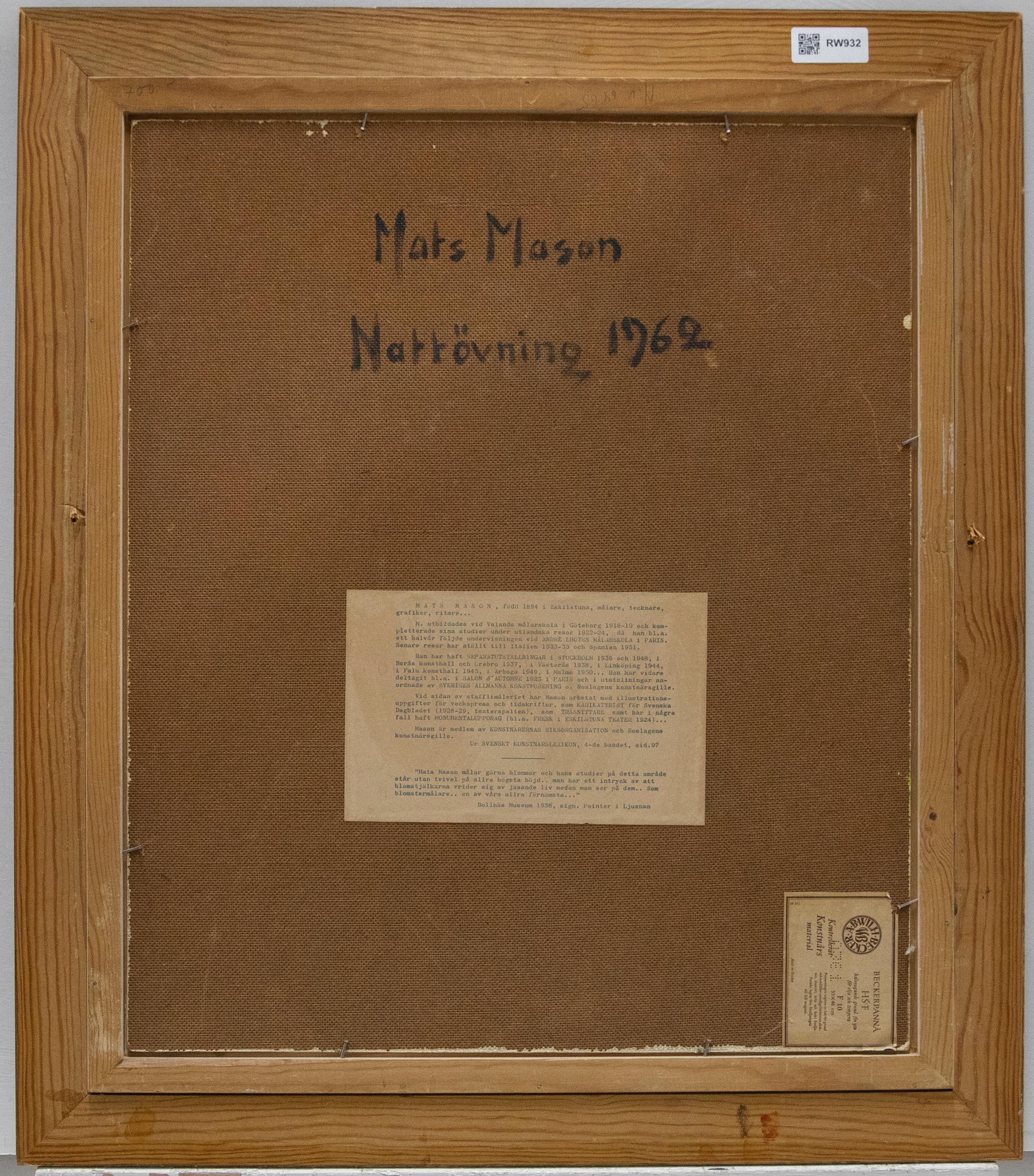 Mats Mason (1894-1983) - Swedish School 1962 Oil, Spring Flowers For Sale 1