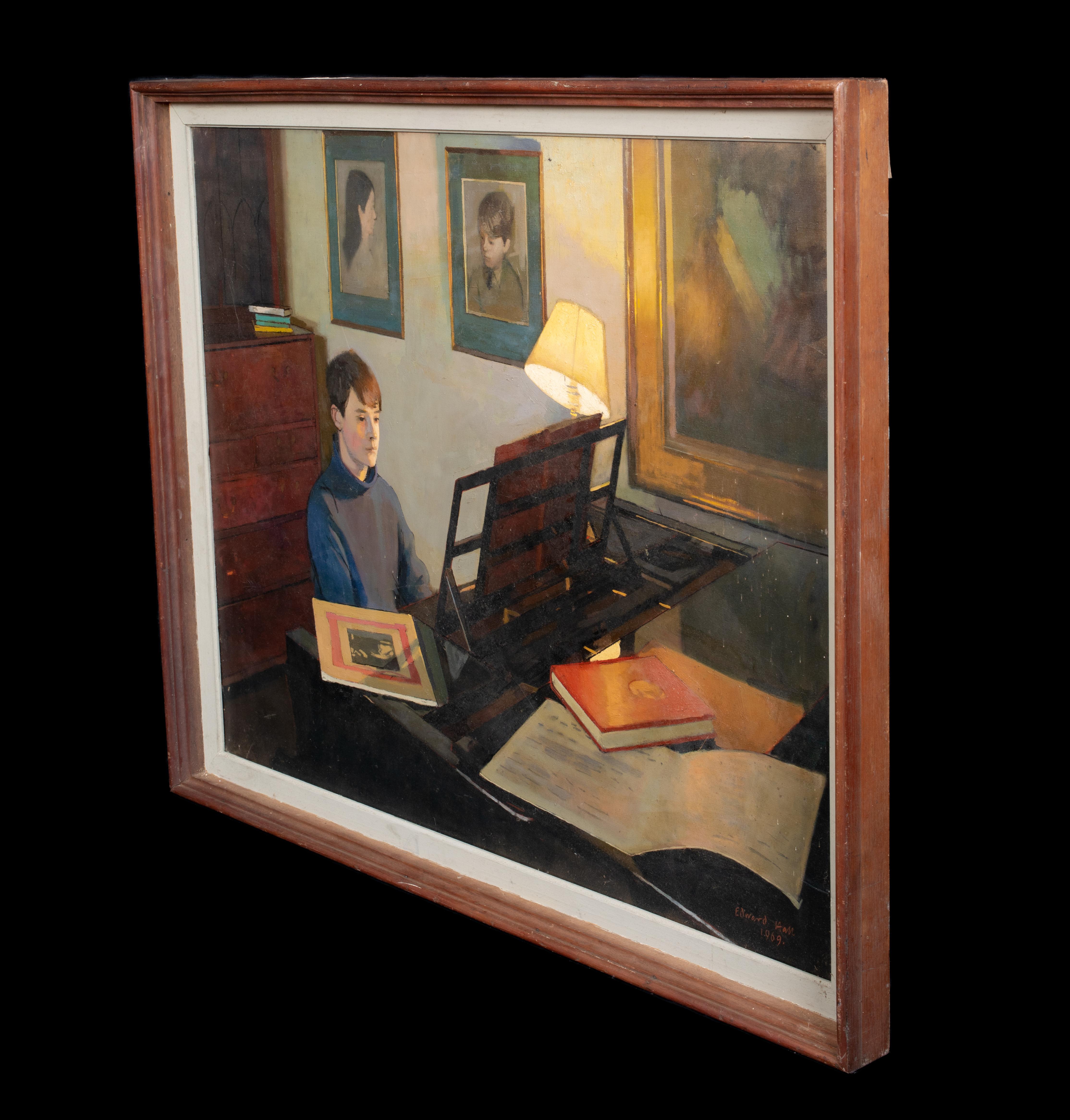 Matthew At The Piano, dated 1969  by EDWARD HALL (1922-1991) For Sale 6