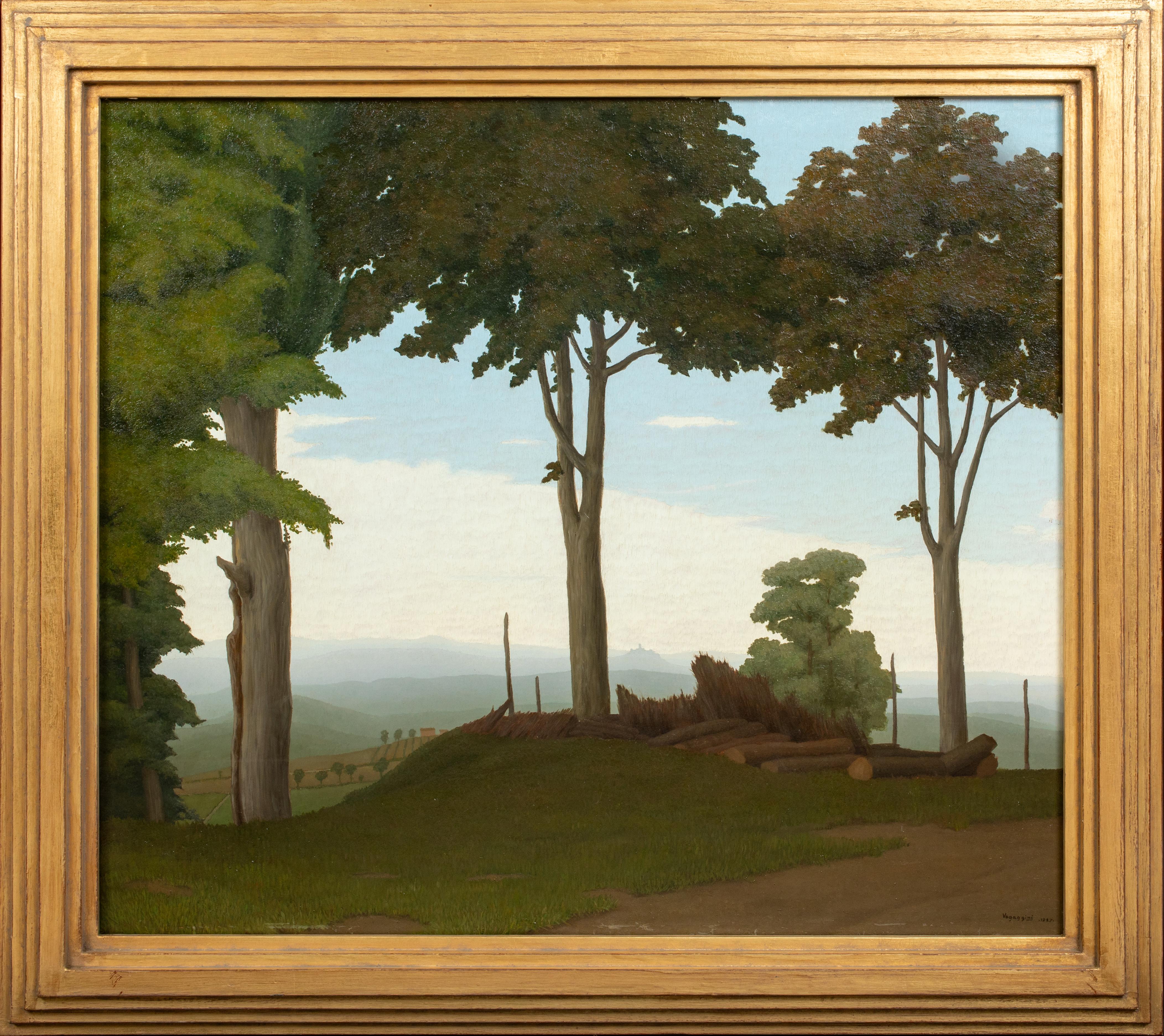 Unknown Landscape Painting - "Mattino Mel Monferrat", dated 1927  by MEMO VAGAGGINI (1892-1955) 