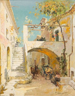 Maurice De Benedetti (1880-1946) - 1936 Óleo, Escena callejera en Aspremont