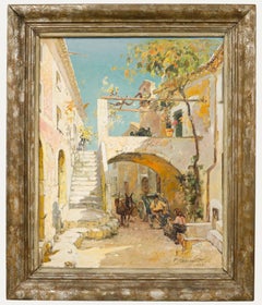 Maurice De Benedetti (1880-1946) - 1936 Óleo, Escena callejera en Aspremont