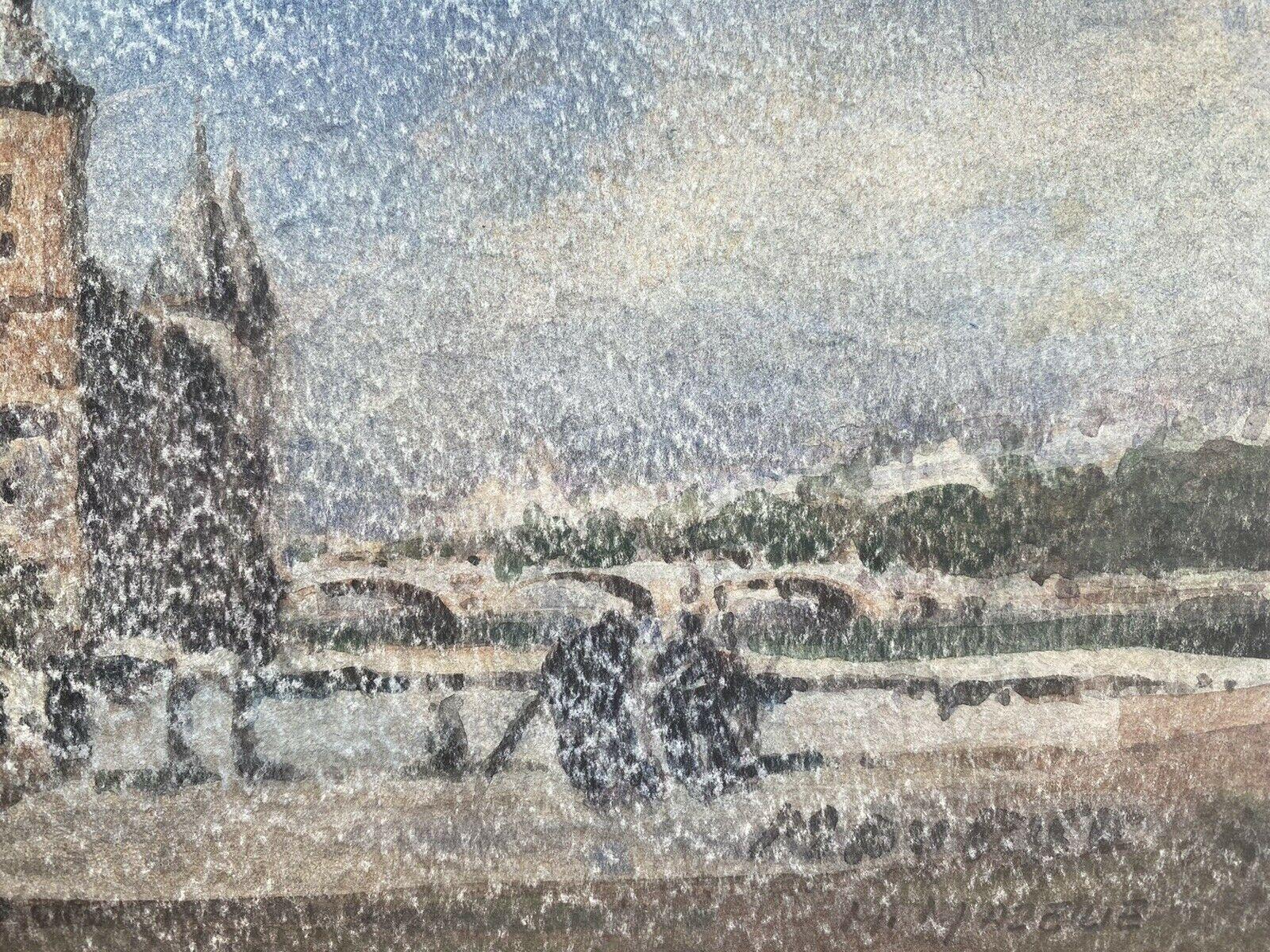 Maurice Mazeilie, Paisaje urbano impresionista francés - Landscape Painting Gris de Unknown