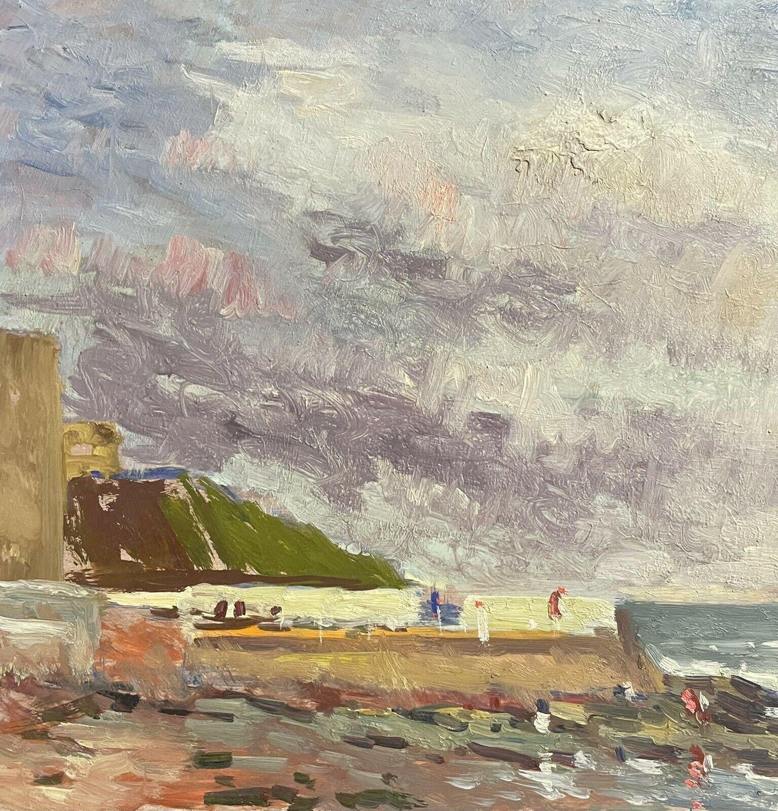 Maurice Mazeilie, huile impressionniste français, vue de la plage océanique et de la côte - Painting de Unknown