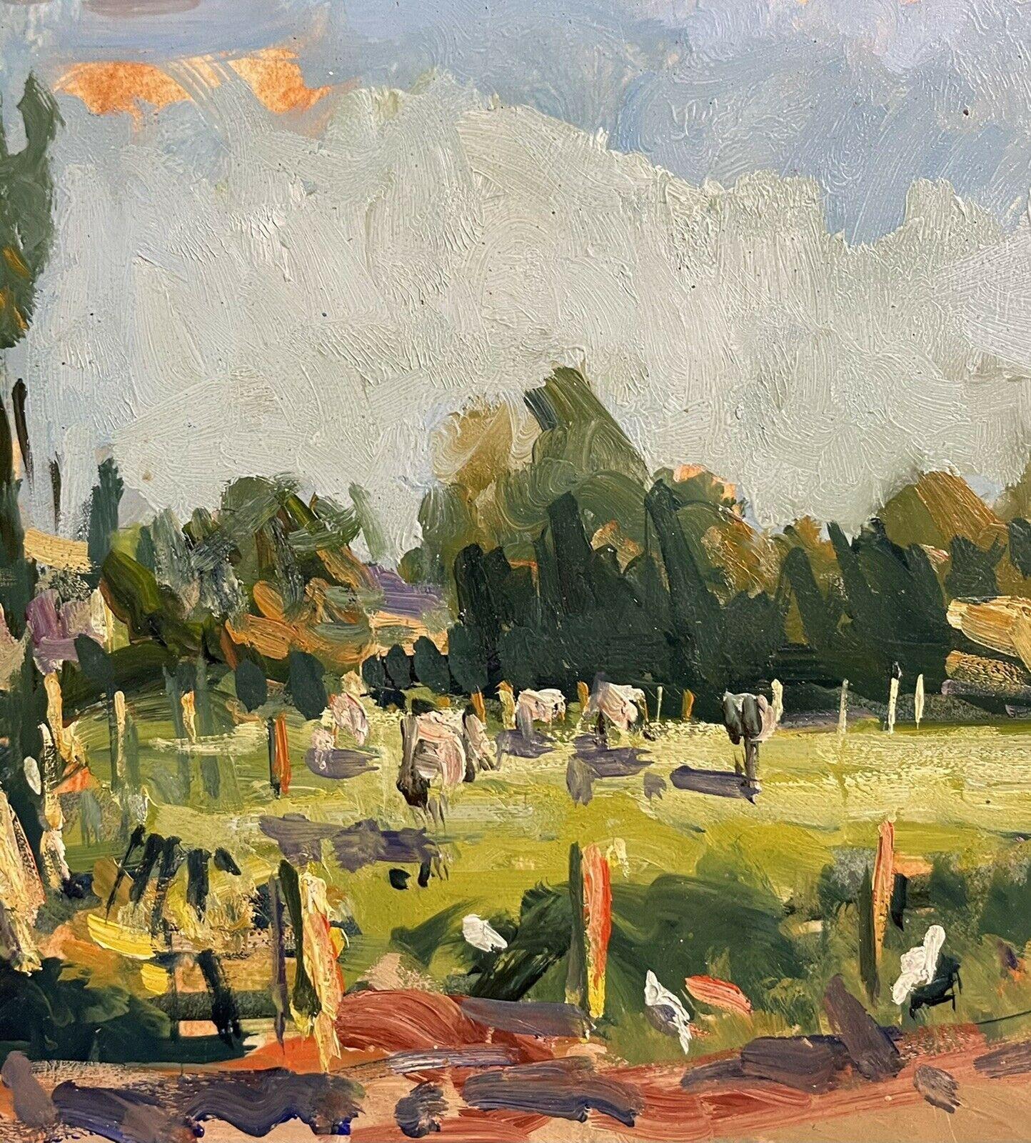Maurice Mazeilie, peinture à l'huile impressionniste française, paysage vert - Beige Landscape Painting par Unknown