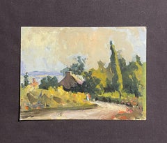 Maurice Mazeilie, French Impressionist Oil, Summer Country Lane with Cottage