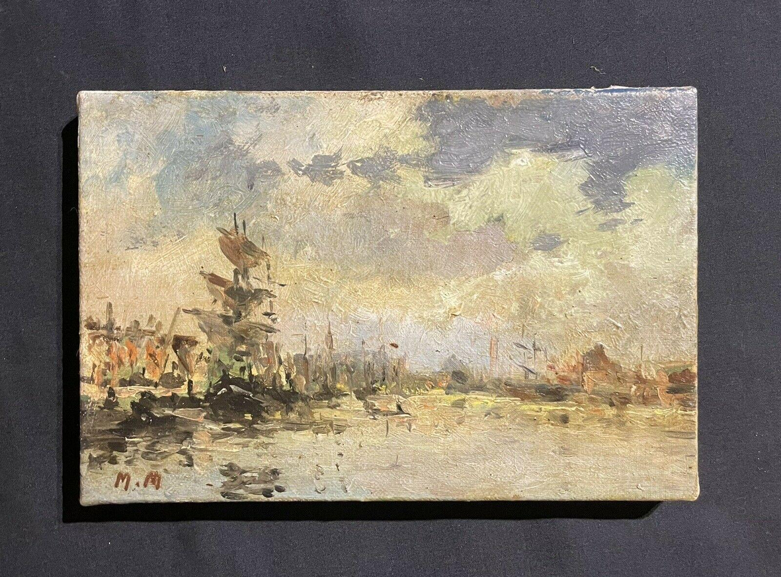 Maurice Mazeilie Impressionniste français Huile signée, Grand bateau dans un port français - Painting de Unknown