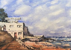 Maurice Mazeilie- French Impressionist Signed Watercolour - Ocean Beach