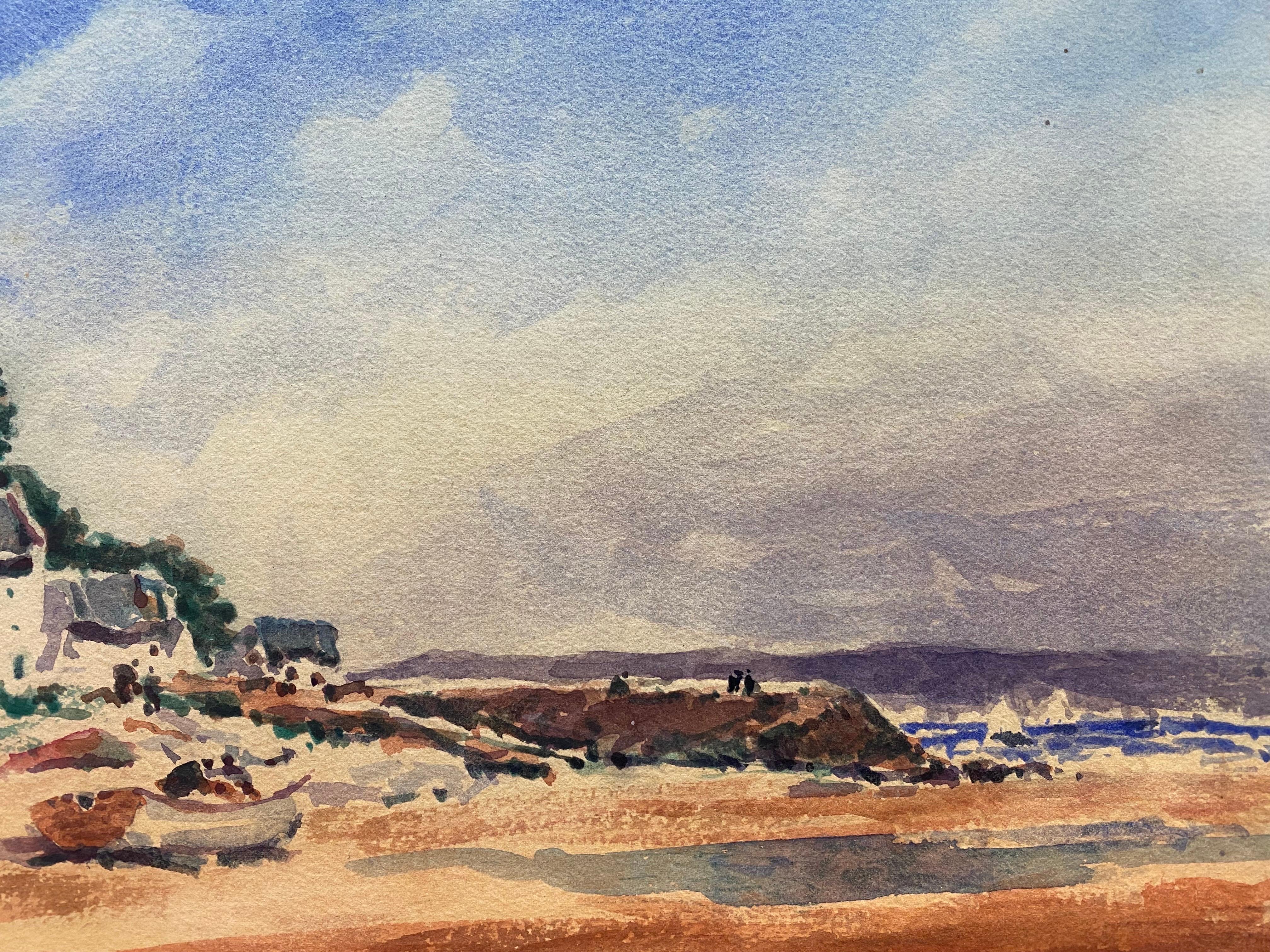 Maurice Mazeilie- Französischer Impressionist Aquarell - am Ufer – Painting von Unknown
