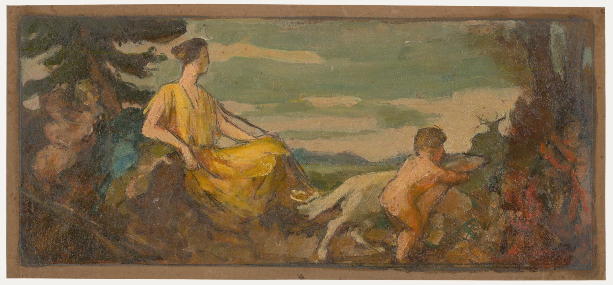 Unknown Figurative Painting - Maurice Rufin (1880-1966) - Mid 20th Century Oil, Sketch for a Decorative Panel