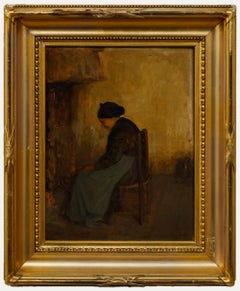 Maurice Vergeaud  - Late 19th Century Oil, By the Fire