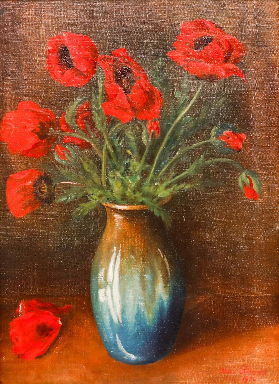 Max Albrecht - 1930 Oil, Poppies - Painting by Unknown