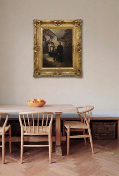 Max Bruck After Adolf Lüben - Framed 20th Century Oil, Calling for Supper