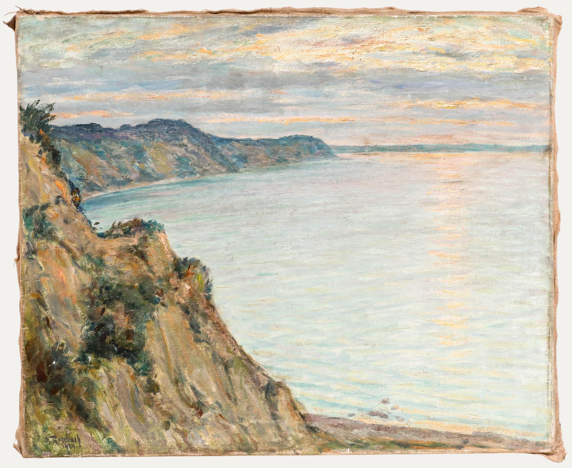 Unknown Figurative Painting – Max Rossbach (1871-1947) - 1934 Öl, Blick von den Klippen