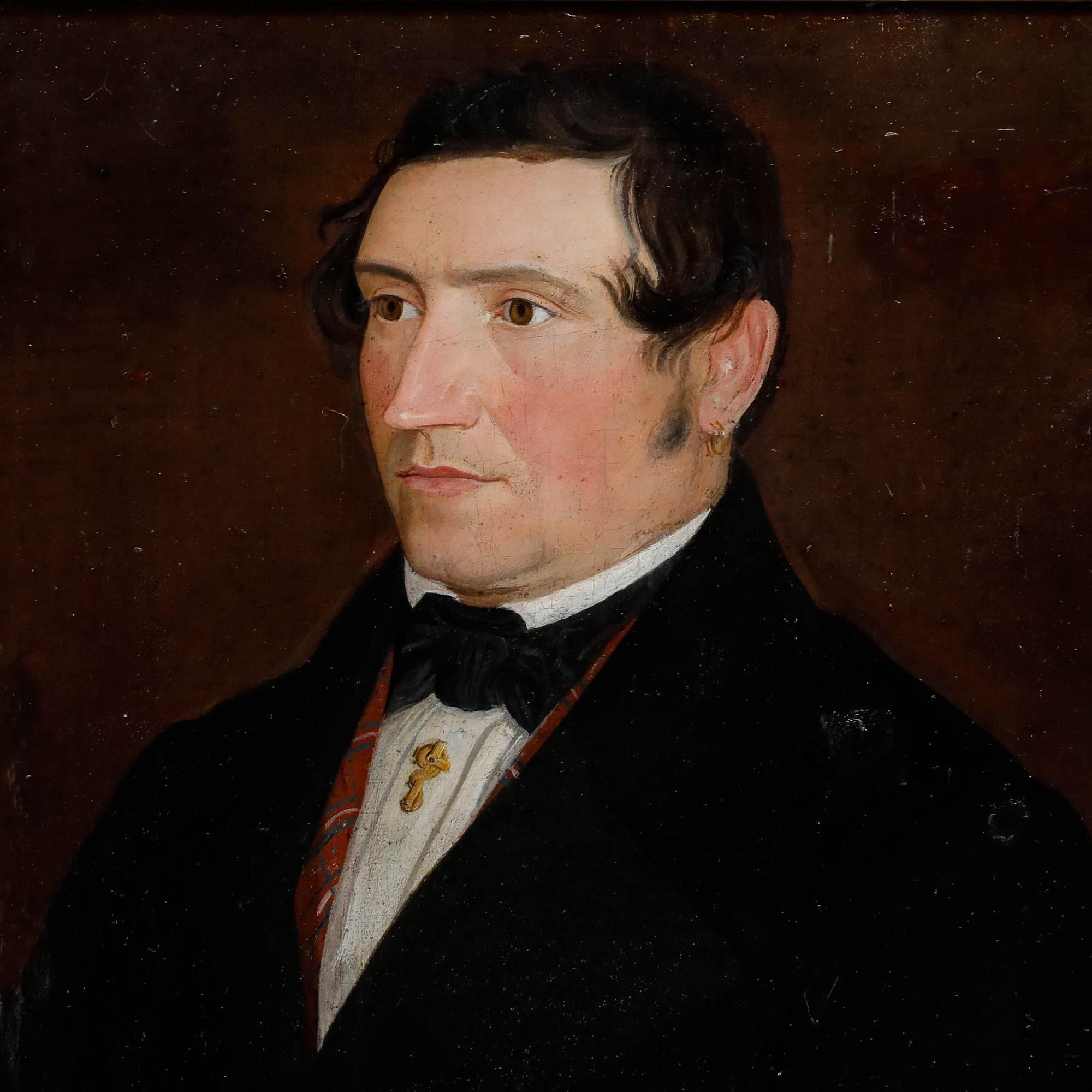 Max Zinsmeister - Biedermeier School 1840 Oil, Portrait of A Gentleman For Sale 1